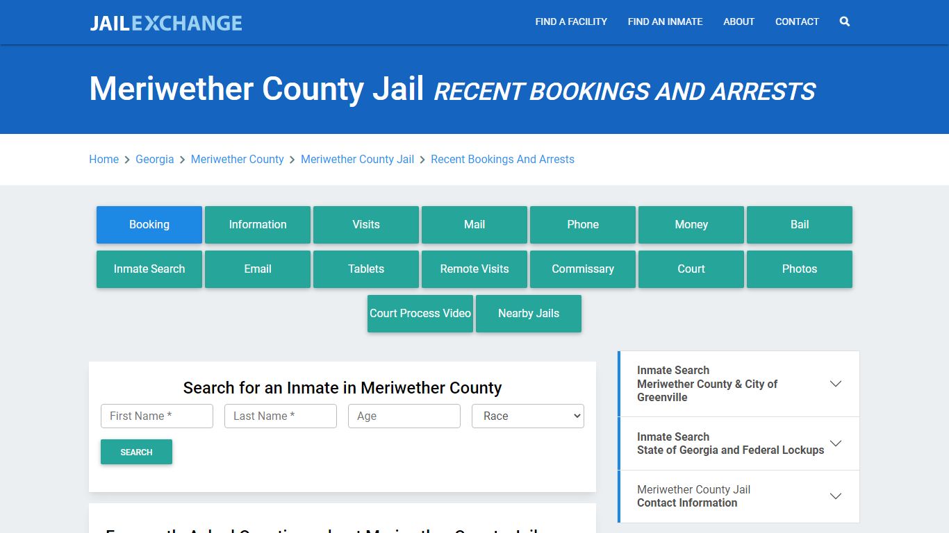 Meriwether County Jail Recent Bookings And Arrests