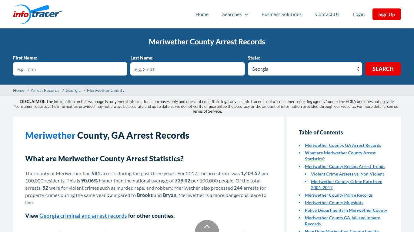 Meriwether County, GA Arrests, Mugshots & Jail Records - InfoTracer