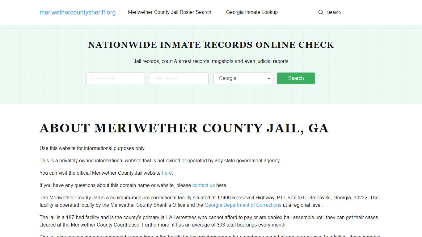 Meriwether County Jail, GA Inmate Search