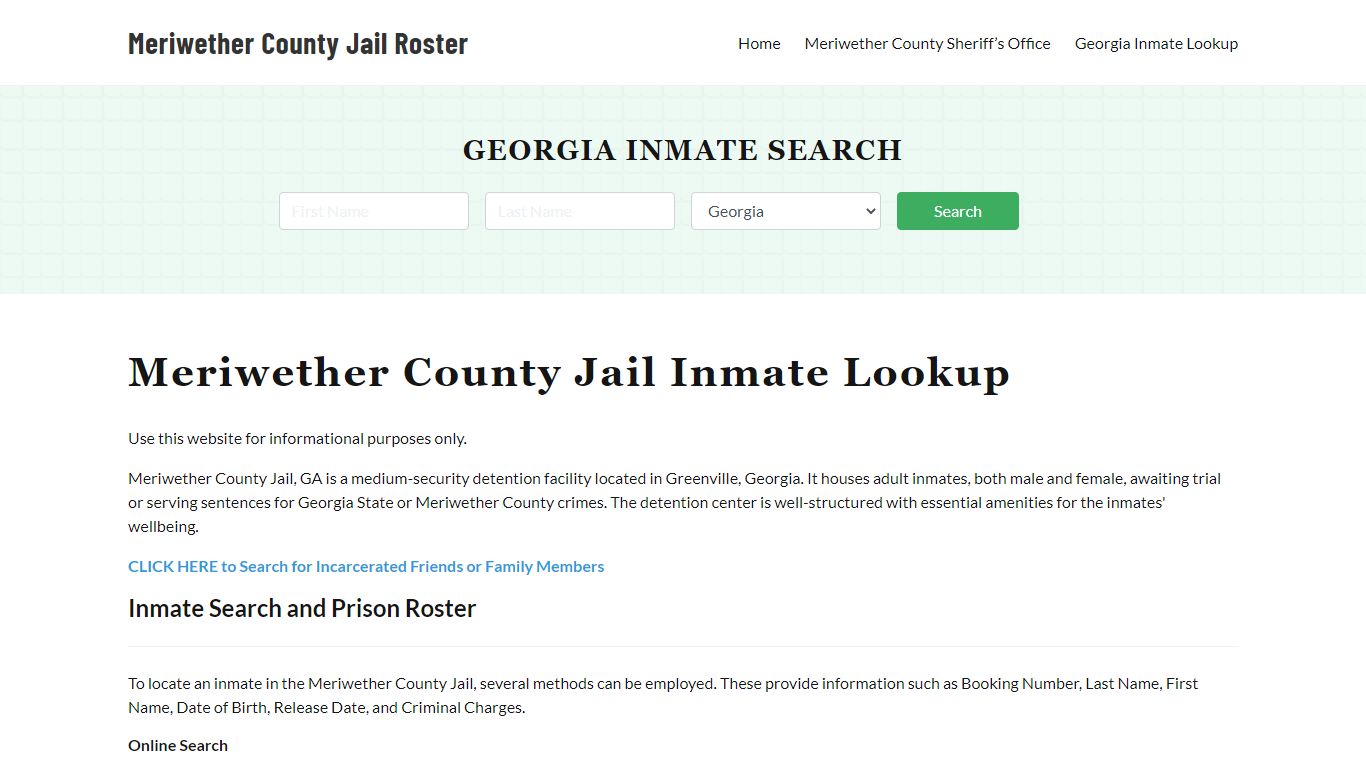 Meriwether County Jail Roster Lookup, GA, Inmate Search