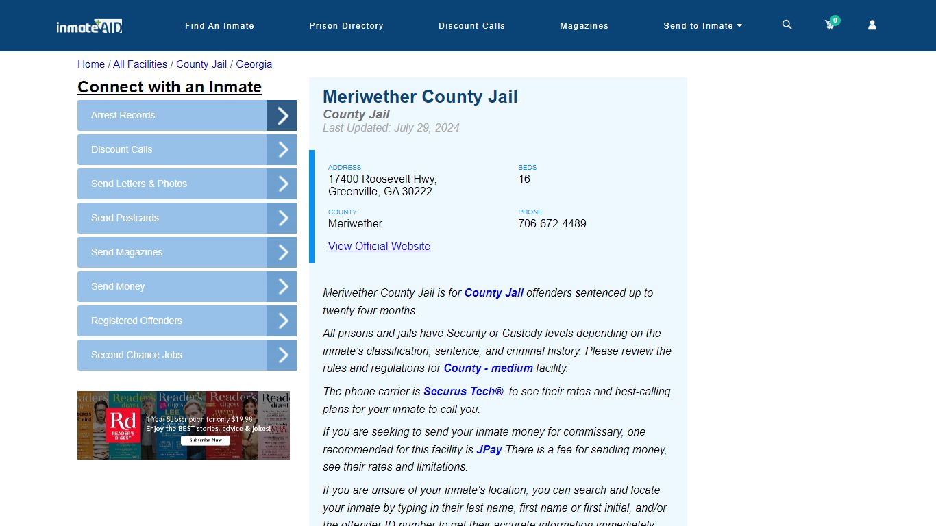 Meriwether County Jail - Inmate Locator